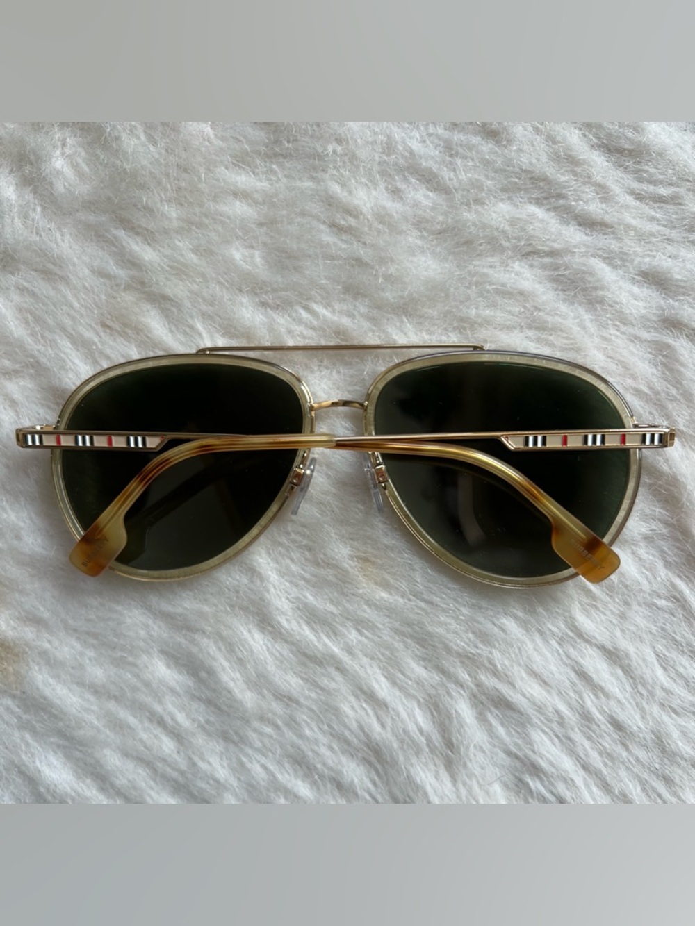 Burberry B 3125 Gold Aviator Style Sunglasses - Picture 2 of 15